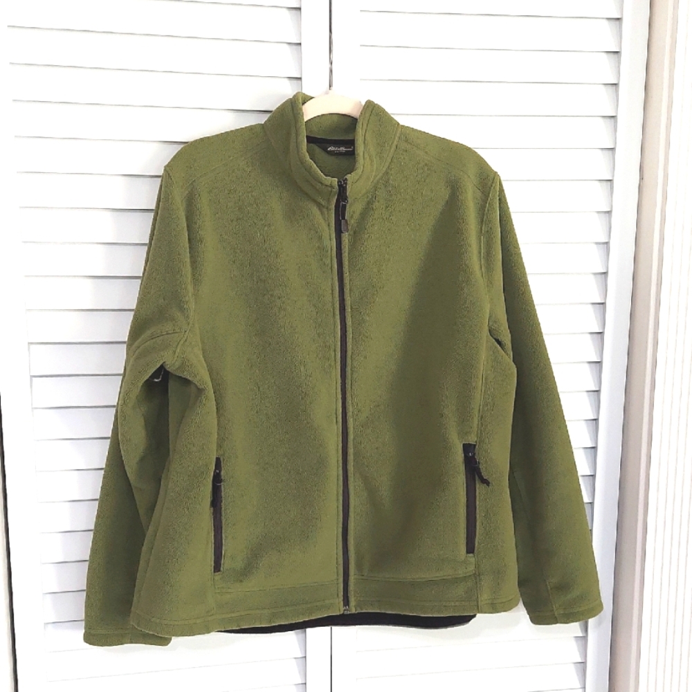 Eddie‎ Bauer Jacket, Size XXL, Olive Green, WindPro, Fleece, Zip Front, Pockets